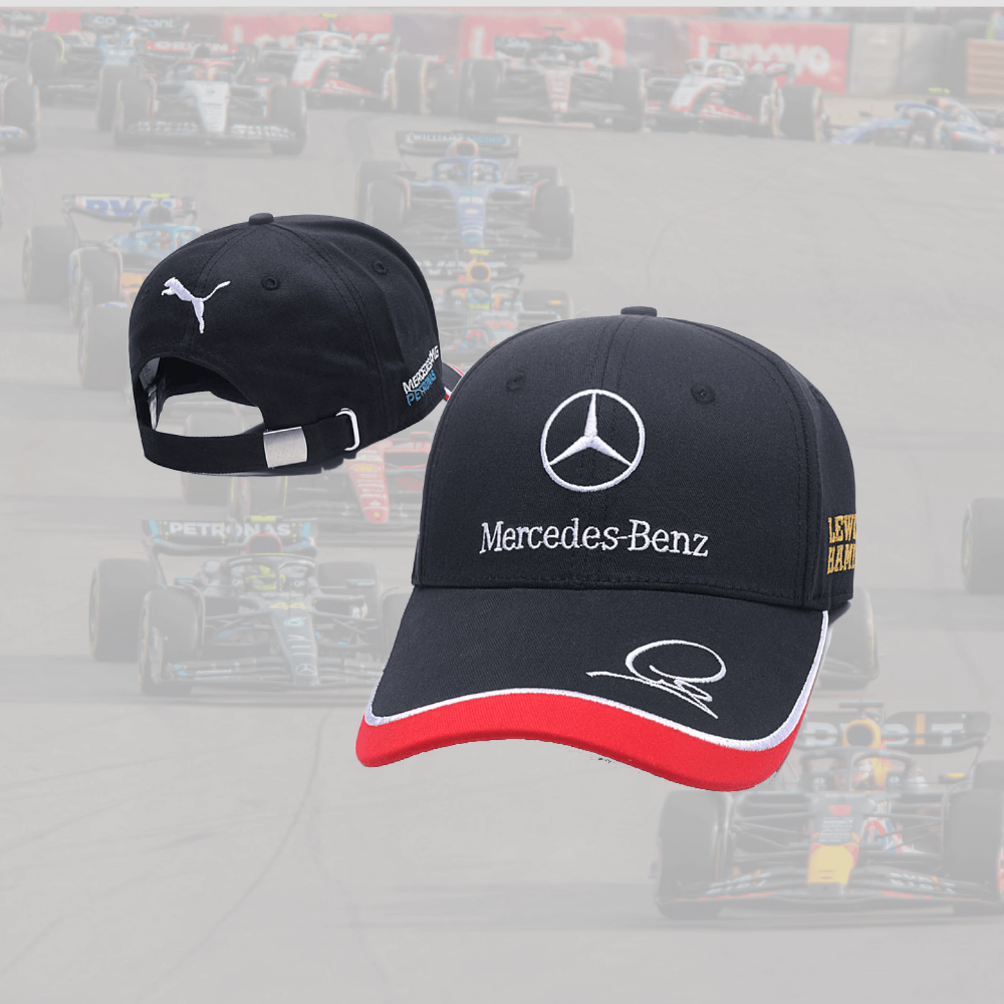 Mercedes Benz AMG Petronas Black and Red with Signature Cap