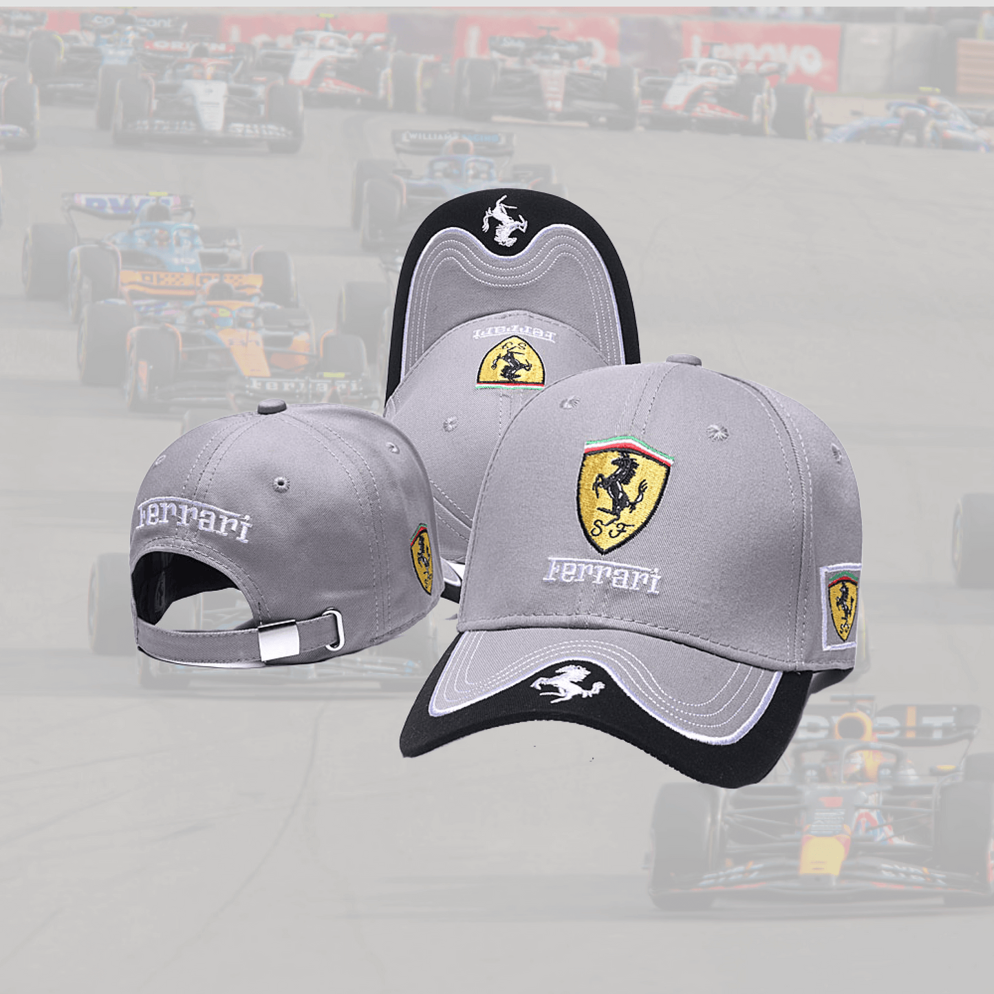 Ferrari Light Grey and Black Special Cap