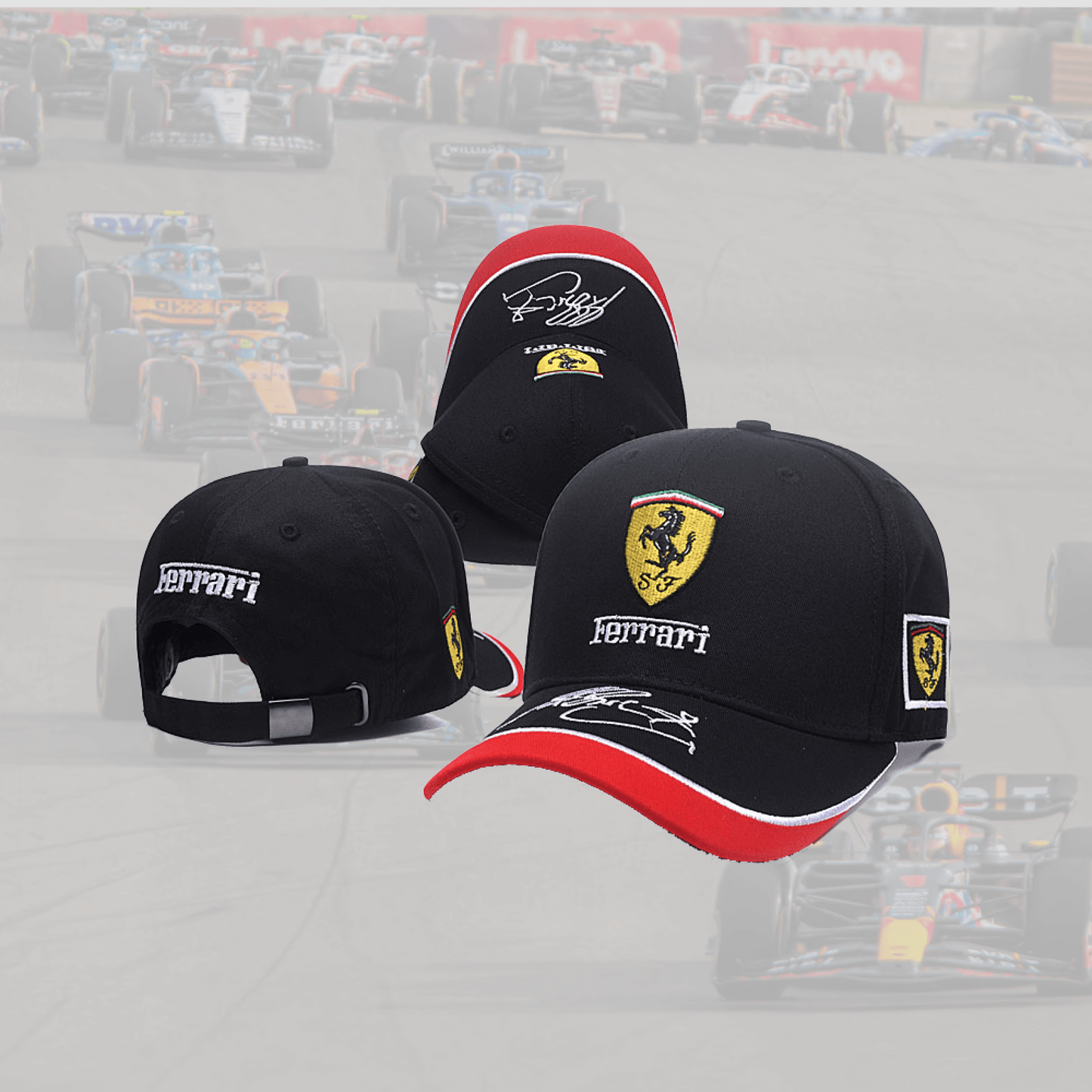 Ferrari Black and Red with Signature Special Cap