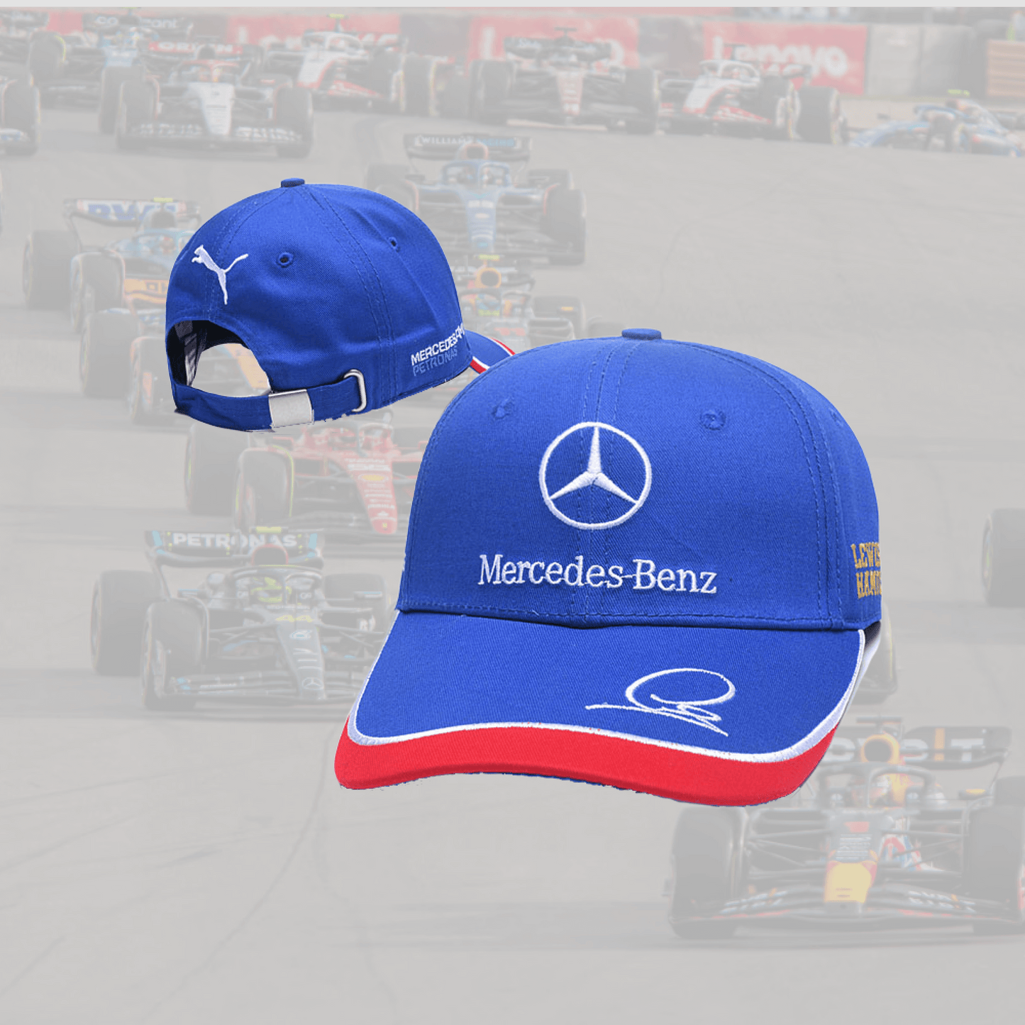 Mercedes Benz AMG Petronas Blue and Red with Signature Cap