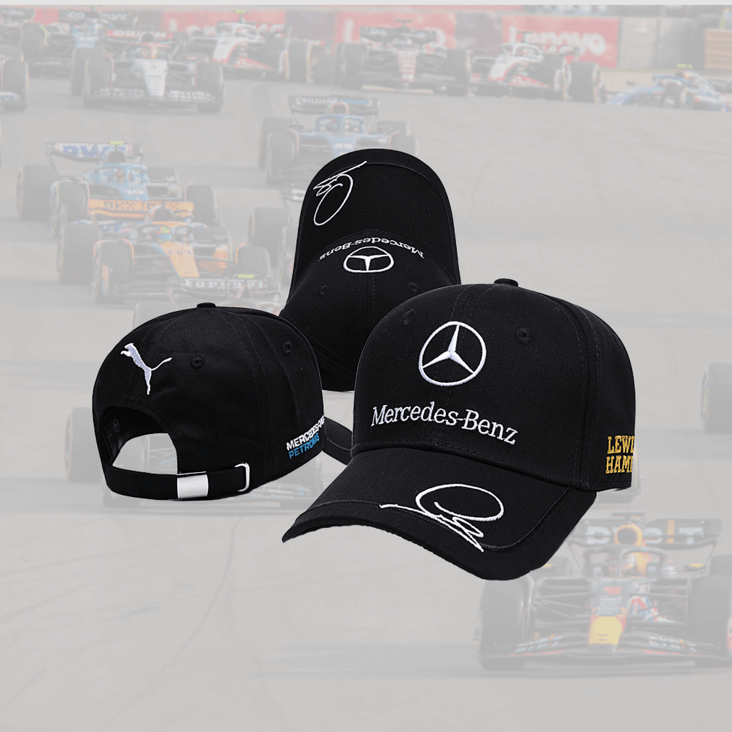 Mercedes Benz AMG Petronas Lewis Hamilton Black with Signature Cap