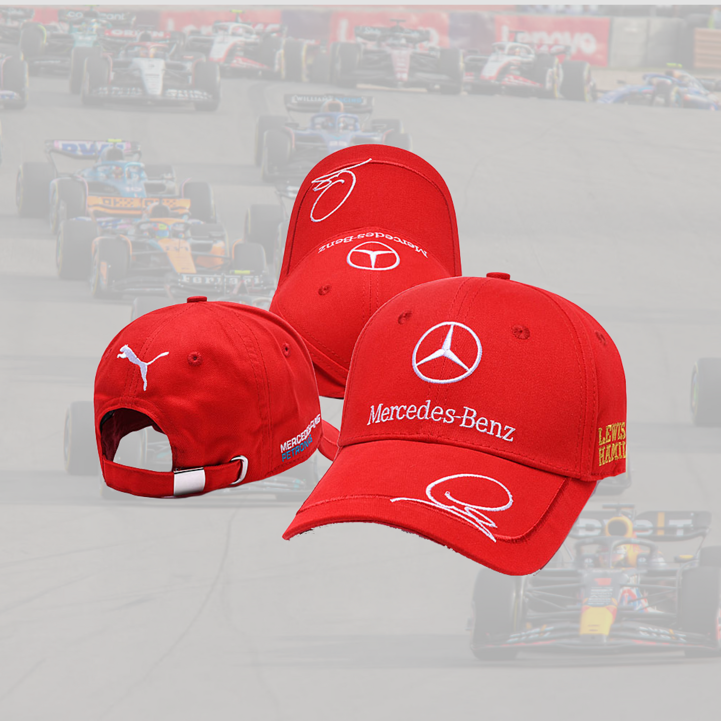 Mercedes Benz AMG Petronas Lewis Hamilton Red with Signature Cap