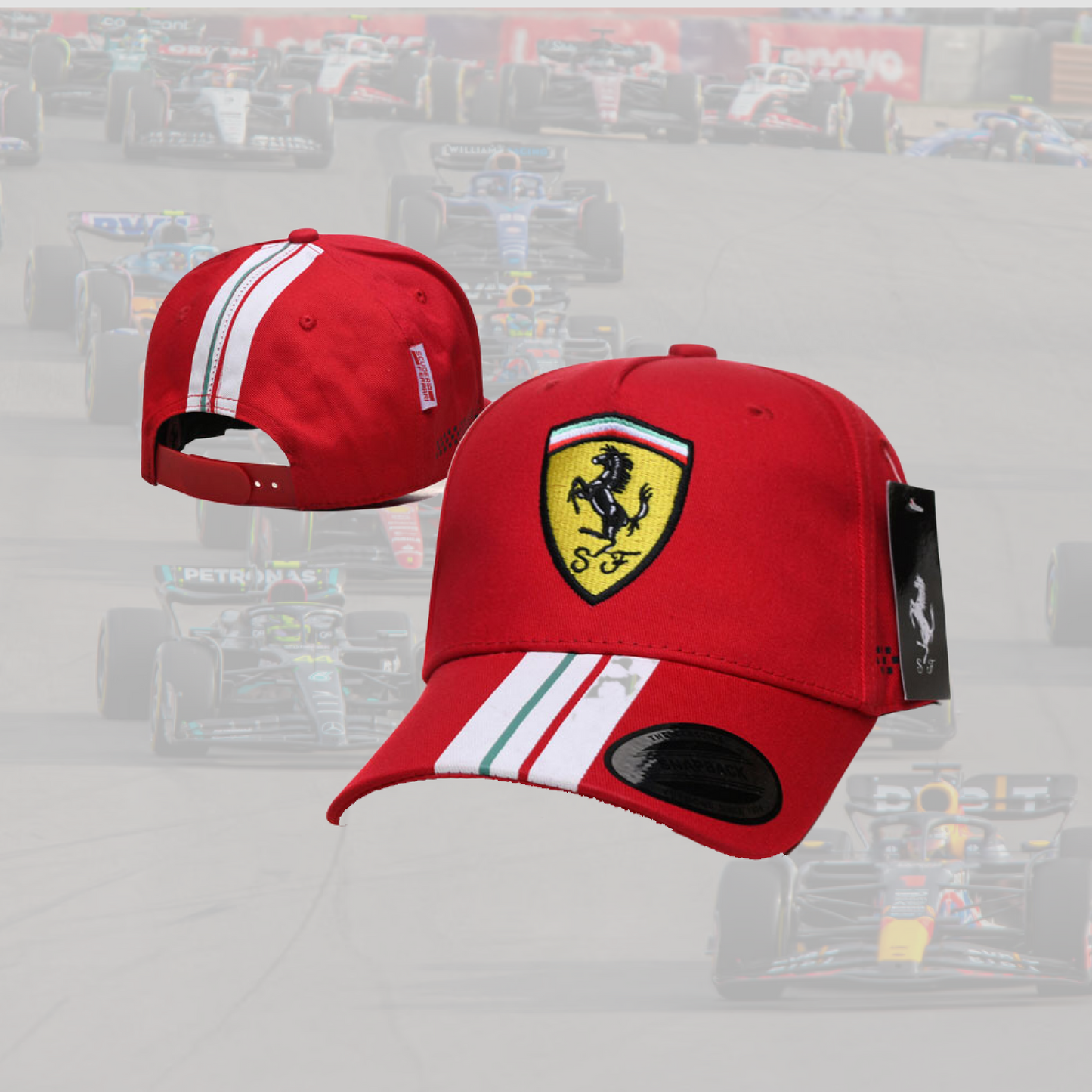 Ferrari Red with White Stripes Special Cap
