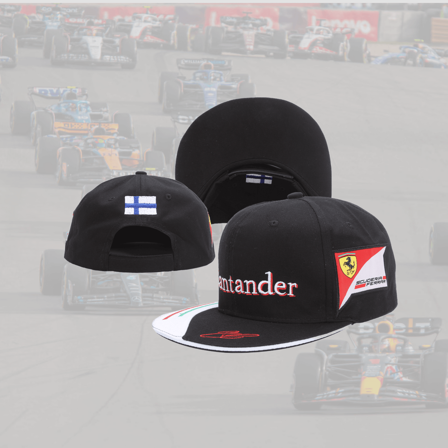 Ferrari Santander Black with Signature Special Flat Cap